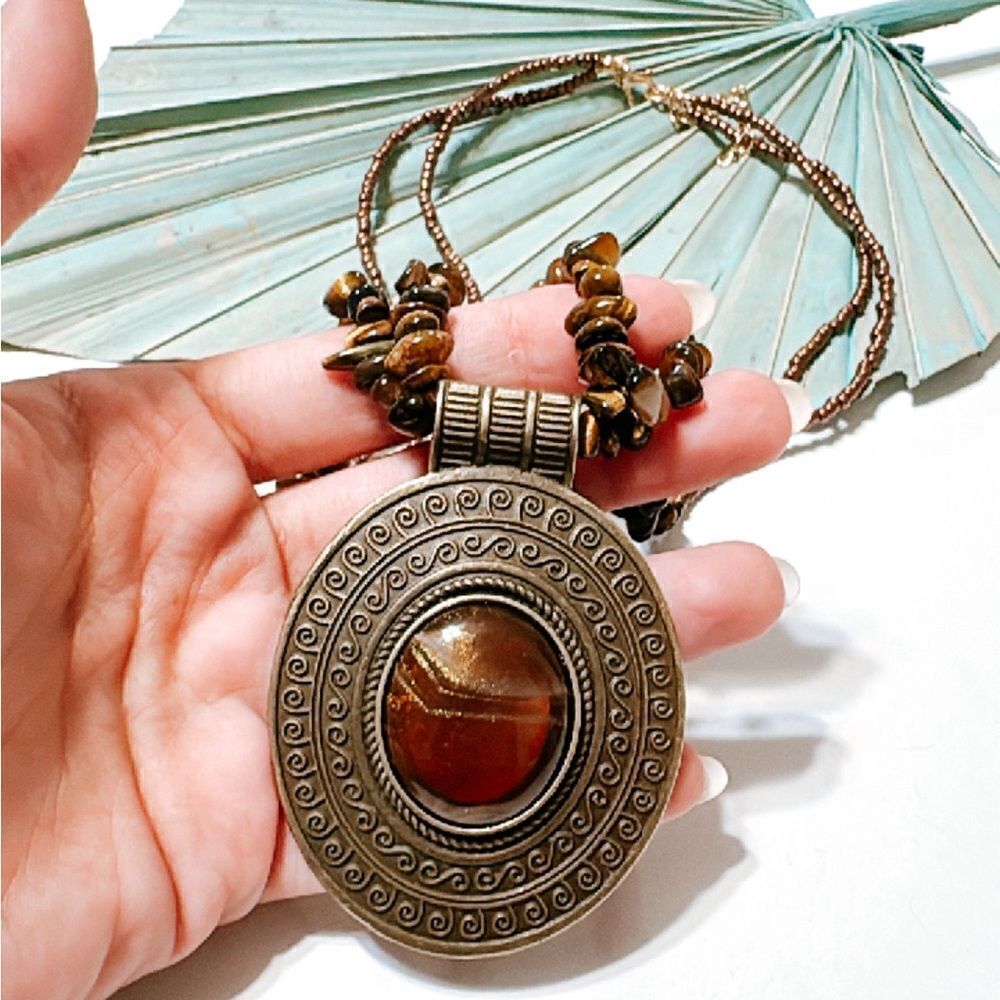 Beaded boho necklace S625 - Picture 4 of 4